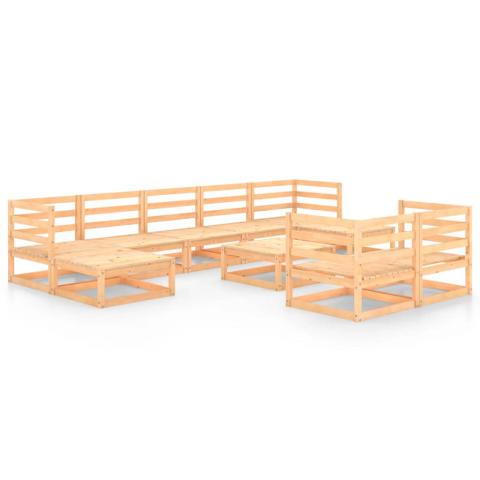Salon de jardin meuble d'extérieur ensemble de mobilier 10 pièces bois de pin massif 02_0015224