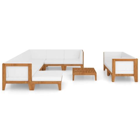Salon de jardin meuble d'extérieur ensemble de mobilier 10 pièces avec coussins bois d'acacia solide 02_0014982 Salon de jardin meuble d'extérieur ensemble de mobilier 10 pièces avec coussins bois d'acacia solide 02_0014982