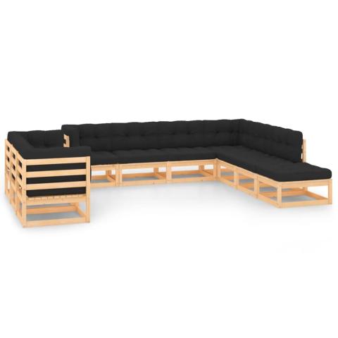Salon de jardin meuble d'extérieur ensemble de mobilier 10 pièces avec coussins anthracite pin massif 02_0014968 Salon de jardin meuble d'extérieur ensemble de mobilier 10 pièces avec coussins anthracite pin massif 02_0014968
