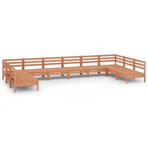Salon de jardin meuble d'extérieur ensemble de mobilier 10 pièces marron miel bois de pin massif 02_0015267