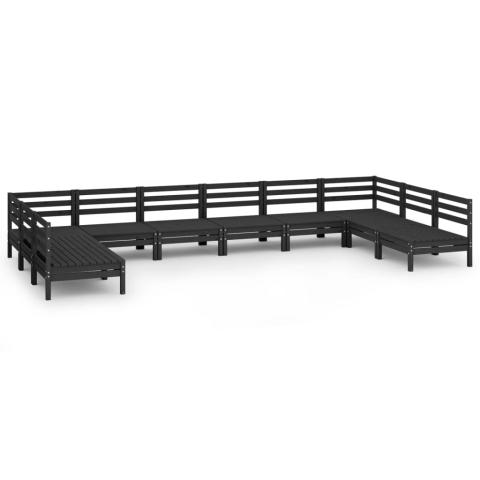 Salon de jardin meuble d'extérieur ensemble de mobilier 10 pièces noir bois de pin massif 02_0015278 Salon de jardin meuble d'extérieur ensemble de mobilier 10 pièces noir bois de pin massif 02_0015278