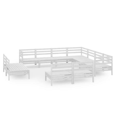 Salon de jardin meuble d'extérieur ensemble de mobilier 11 pièces bois de pin massif blanc 02_0015495