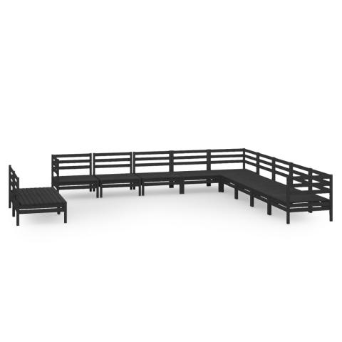 Salon de jardin meuble d'extérieur ensemble de mobilier 11 pièces bois de pin massif noir 02_0015505 Salon de jardin meuble d'extérieur ensemble de mobilier 11 pièces bois de pin massif noir 02_0015505