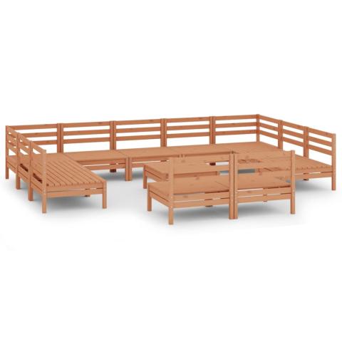 Salon de jardin meuble d'extérieur ensemble de mobilier 12 pièces marron miel bois de pin massif 02_0015712