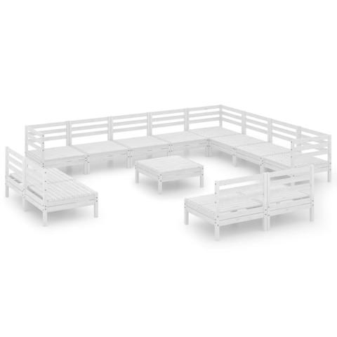 Salon de jardin meuble d'extérieur ensemble de mobilier 13 pièces bois de pin massif blanc 02_0015811
