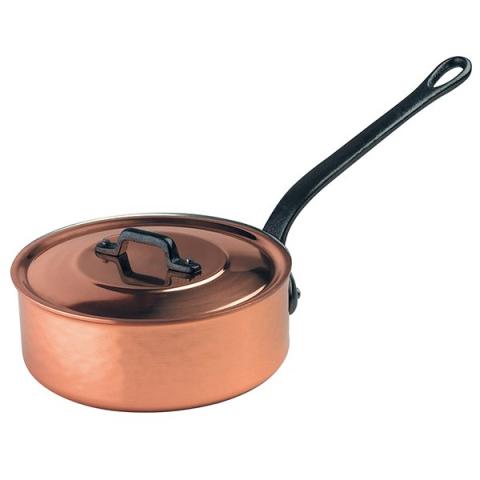 Sauteuse en cuivre massif avec couvercle 24 cm Baumalu