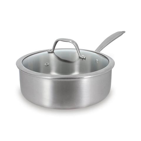 Sauteuse tout inox Triply 24 cm et couvercle en verre Menastyl