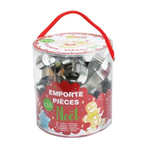 Seau 18 emporte-pièces acier  Noël Scrapcooking