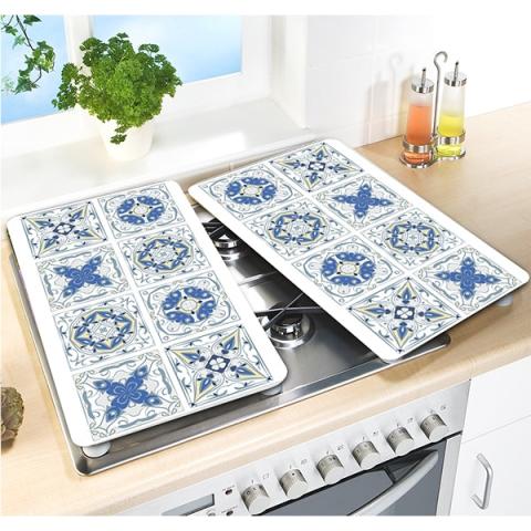 Set 2 couvre-plaques carreaux bleus Wenko by Maximex