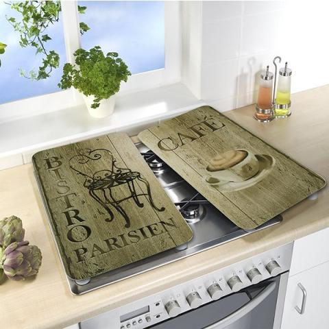 Set 2 couvre-plaques protection motifs Bistrot Wenko by Maximex