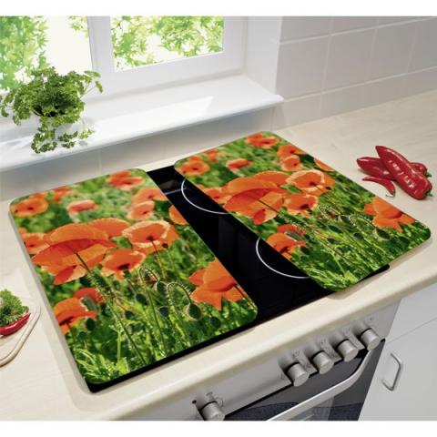 Set 2 couvre-plaques protection motifs Coquelicot Wenko by Maximex