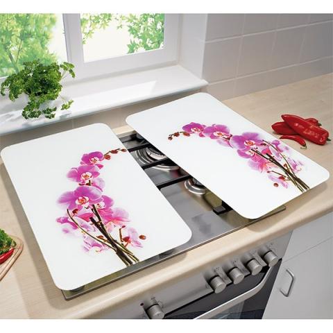 Set 2 couvre-plaques protection motifs Orchidée Wenko by Maximex