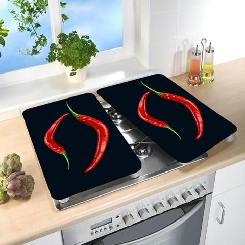 Set de 2 couvre plaques protection motifs Piments Wenko by Maximex Set de 2 couvre plaques protection motifs Piments Wenko by Maximex