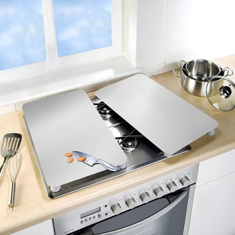 Set de 2 couvres plaques argent 30 x 52 cm Wenko by Maximex Set de 2 couvres plaques argent 30 x 52 cm Wenko by Maximex
