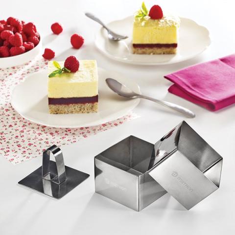 Set de 2 emporte-pièces carrés en inox avec poussoir Mathon Set de 2 emporte-pièces carrés en inox avec poussoir Mathon