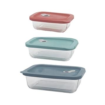 Set de 3 boites rectangles en verre couvercle silicone 320 - 600 – 1000 ml Point Virgule