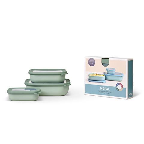 Set de 3 bols rectangulaires Cirqula Nordic Sage 500ml, 1000ml, 2000ml Mepal