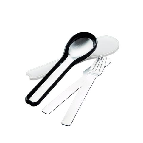 Set de 3 couverts inox avec étui Point Virgule Set de 3 couverts inox avec étui Point Virgule