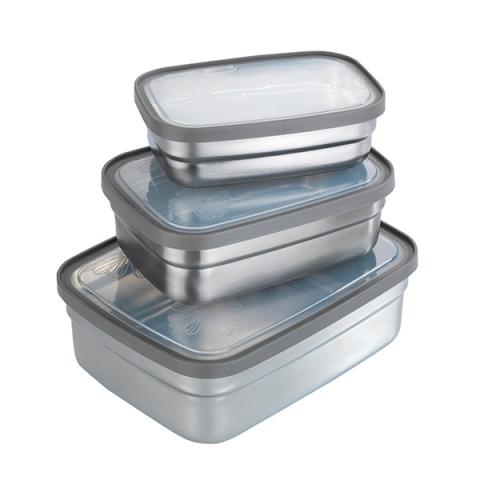 Set de 3 lunch box en inox et couvercles en plastique Wenko by Maximex Set de 3 lunch box en inox et couvercles en plastique Wenko by Maximex