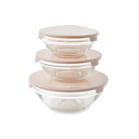 Set de 3 saladiers en verre avec couvercle Mathon