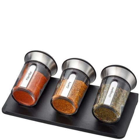 Set de 3 shakers avec organisateur en acier et plastique Gefu