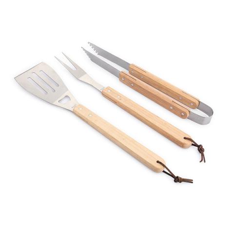 Set de 3 ustensiles à barbecue manches en bois à suspendre Pradel Excellence Set de 3 ustensiles à barbecue manches en bois à suspendre Pradel Excellence
