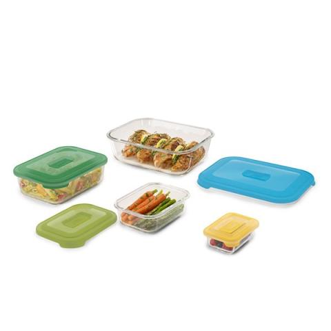 Set de 4 boîtes en verre Net Glass Storage Joseph Joseph
