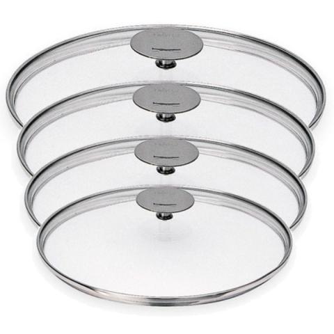 Set 4 couvercles en verre bombé Platine 14, 16, 18 et 20 cm Cristel Set 4 couvercles en verre bombé Platine 14, 16, 18 et 20 cm Cristel