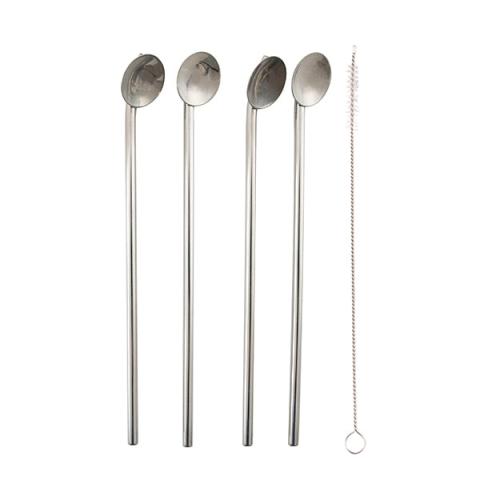 Set de 4 cuillères pailles en inox Point Virgule Set de 4 cuillères pailles en inox Point Virgule