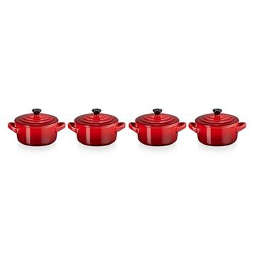 Set 4 mini-cocottes céramique 10 cm Cerise Le Creuset