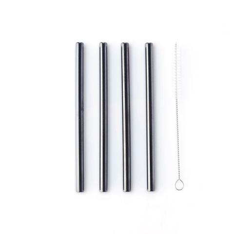 Set de 4 petites pailles courtes en inox avec brosse Point Virgule Set de 4 petites pailles courtes en inox avec brosse Point Virgule