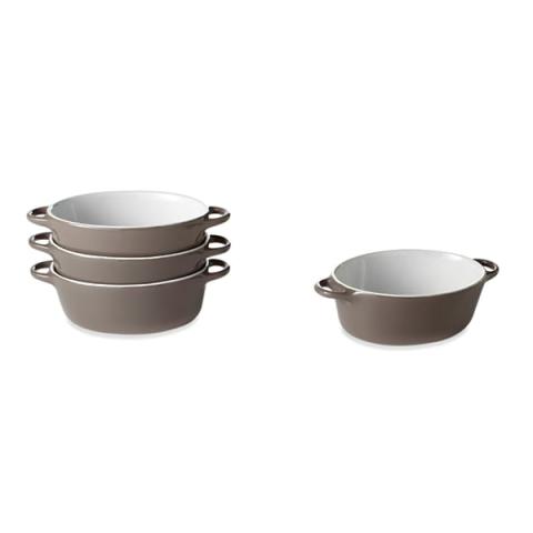 Set 4 petits plats à four individuels gris-taupe en céramique émaillée 350 ml Mathon Set 4 petits plats à four individuels gris-taupe en céramique émaillée 350 ml Mathon