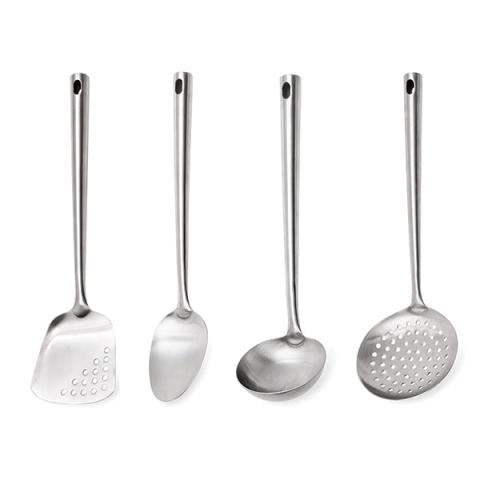 Set 4 ustensiles en inox louche cuillère spatule écumoire Mathon Set 4 ustensiles en inox louche cuillère spatule écumoire Mathon