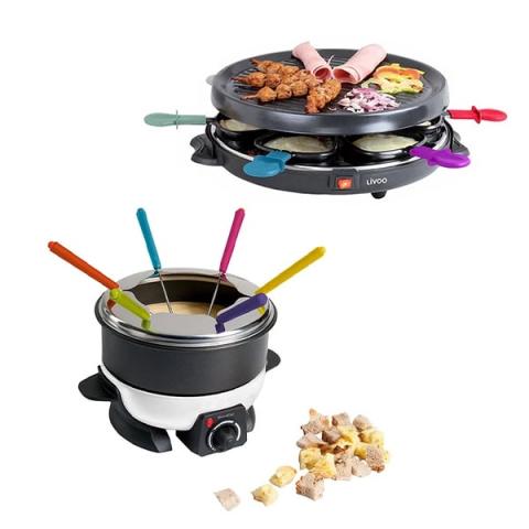 Set appareils à raclette et à fondue 6 personnes Livoo Set appareils à raclette et à fondue 6 personnes Livoo