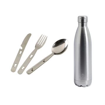 Set bouteille isotherme inox 750ml et set de 3 couverts