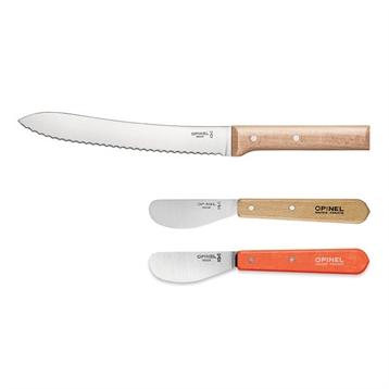 Set couteau à pain N°116 Parallèle et 2 tartineurs N°117 naturel et mandarine Opinel Set couteau à pain N°116 Parallèle et 2 tartineurs N°117 naturel et mandarine Opinel