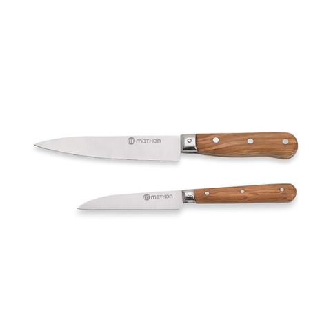 Set couteau d'office et couteau de chef en bois d'olivier et lame inox Mathon Set couteau d'office et couteau de chef en bois d'olivier et lame inox Mathon