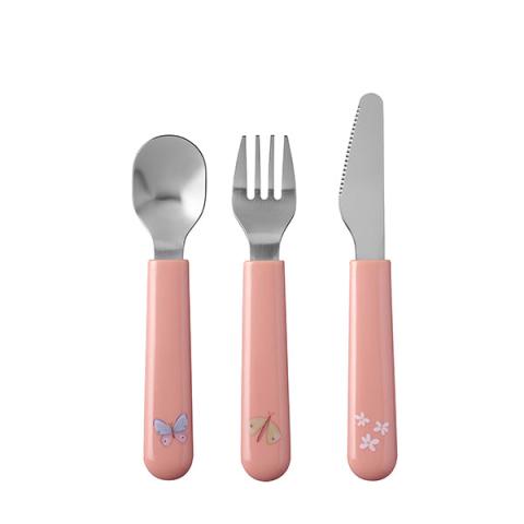 Set de couverts enfant 3 pièces Mio fleurs et papillons rose Mepal