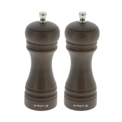 Set moulins à poivre et à sel JAVA foncé 14 cm De Buyer