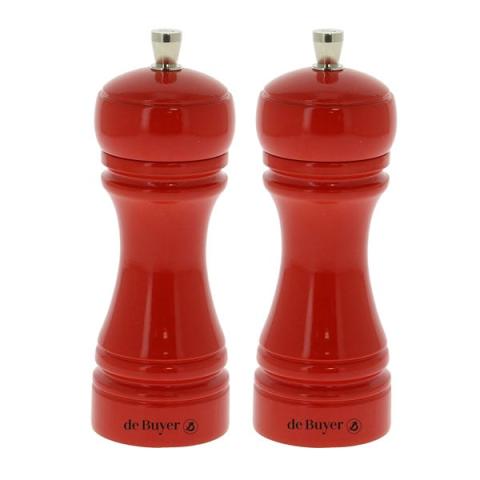Set moulins à poivre et à sel JAVA rouge 14 cm De Buyer