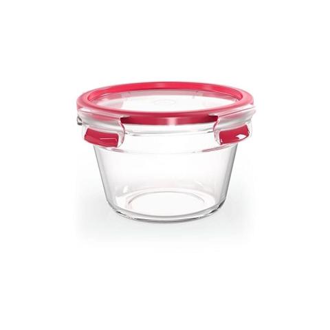 Tefal - masterseal fresh verre, boîte alimentaire ronde 0,9 l , conservation des aliments, empilable, compatible four et congélate