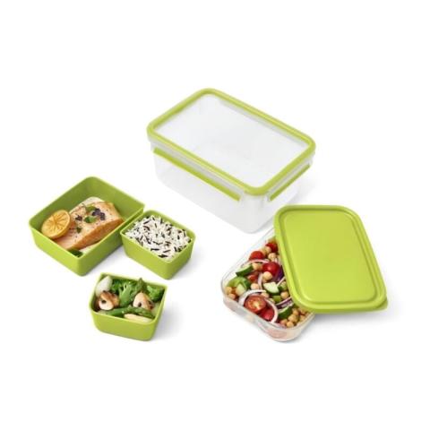 TEFAL Masterseal To Go Boîte a repas 2,3 L, 3 compartiments, 100% hermétique, Sans BPA, Garantie 30 ans N1071610