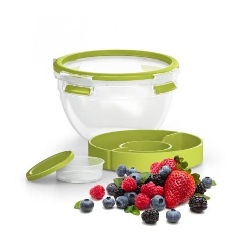 Tefal - Masterseal To Go Salad Box, Boîte alimentaire 1 l, 2 compartiments, 100% hermétique, Sans bpa, Garantie 30 ans K3100112