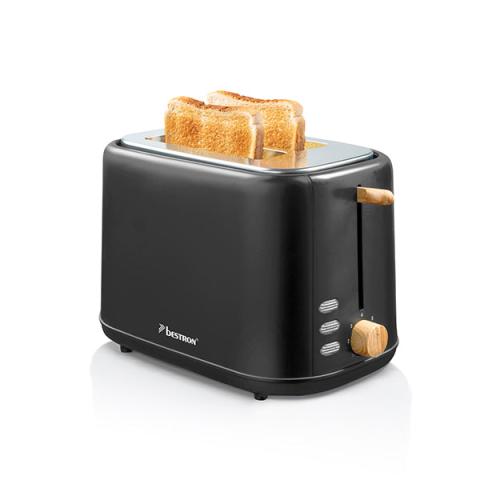 Toaster grille-pain 2 tranches noir et bois Bestron Toaster grille-pain 2 tranches noir et bois Bestron