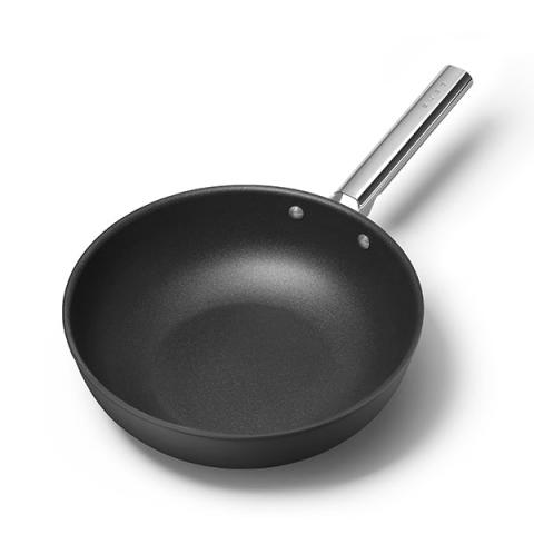 Wok aluminium antiadhésif 30 cm noir mat Smeg